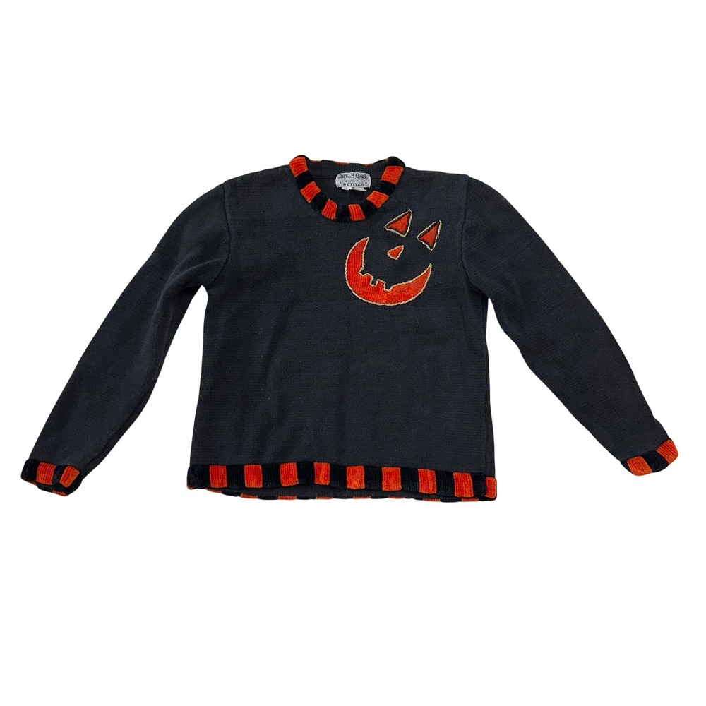 VTG Jack B Quick Halloween Theme Jack o lateen Sweater Sz petite S